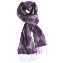 Johnstons of Elgin Cashmere Scarf (For Men and Women) in Purple Argyle - Closeouts