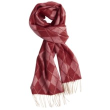 Johnstons of Elgin Cashmere Scarf (For Men and Women) in Red Argyle - Closeouts