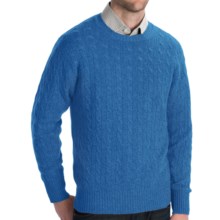 Johnstons of Elgin Cashmere Sweater - Cable Knit (For Men) in Blue Mix - Closeouts