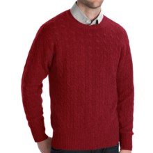 Johnstons of Elgin Cashmere Sweater - Cable Knit (For Men) in Damson Red - Closeouts