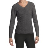 Johnstons of Elgin Cashmere Sweater - Cable Knit, V-Neck (For Women)