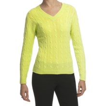 Johnstons of Elgin Cashmere Sweater - Cable Knit, V-Neck (For Women) in Soda - Closeouts