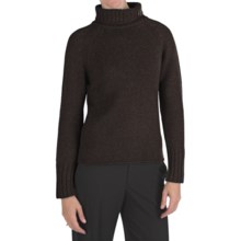 Johnstons of Elgin Cashmere Sweater - Chunky Roll Collar (For Women) in Ebony - Closeouts