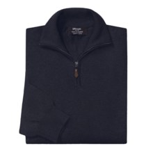 Johnstons of Elgin Cashmere Sweater - Leather Pull, ¼-Zip (For Men) in Navy - Closeouts