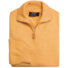 Johnstons of Elgin Cashmere Sweater - Leather Pull, ¼-Zip (For Men) in Pollen - Closeouts
