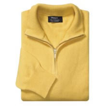 Johnstons of Elgin Cashmere Sweater - Zip Neck (For Men in Cornsilk - Closeouts
