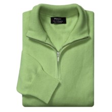 Johnstons of Elgin Cashmere Sweater - Zip Neck (For Men in Peppermint - Closeouts