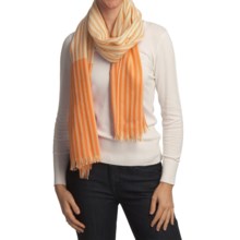 Johnstons of Elgin Extrafine Merino Wool Scarf - Lightweight (For Women) in White/Orange - Closeouts