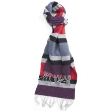 Johnstons of Elgin Lambswool Stripe Scarf (For Men) in Red/Denim Weft Stripe - Closeouts