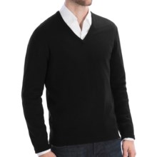 Johnstons of Elgin Lightweight Cashmere Sweater - V-Neck (For Men) in Black - Closeouts