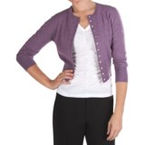 Johnstons of Elgin Marled Cashmere Crop Cardigan Sweater (For Women)