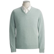 Johnstons of Elgin Midweight Cashmere Sweater - V-Neck (For Men) in Duck Egg - Closeouts