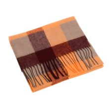 Johnstons of Elgin Multicolor Scarf - Woven Lambswool (For Men and Women) in Grey/Orange/Burgundy - Closeouts