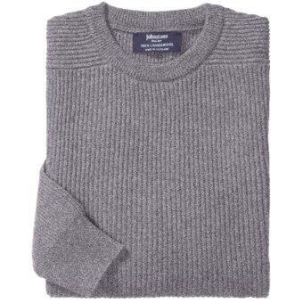 Johnstons of Elgin Ribbed Lambswool Sweater (For Men) in Grey Mix