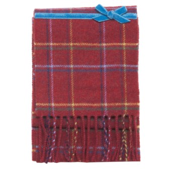 Johnstons of Elgin Skinny Lambswool Scarf - Ribbon (For Men and Women) in Red