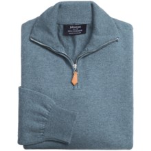 Johnstons of Elgin Sweater - Scottish Cashmere, Zip Neck (For Men) in Airforce - Closeouts
