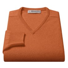 Johnstons of Elgin V-Neck Sweater - Scottish Cashmere (For Men) in Cinnamon - Closeouts