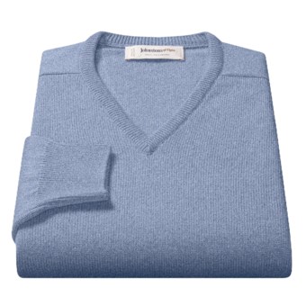 Johnstons of Elgin V-Neck Sweater - Scottish Cashmere (For Men) in Fresco