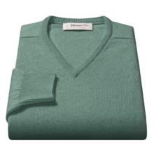 Johnstons of Elgin V-Neck Sweater - Scottish Cashmere (For Men) in Green Mix - Closeouts
