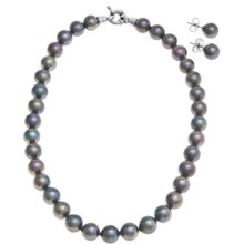 Joia de Majorca 10mm Organic Pearl 16" Necklace and Earring Set in Black - Closeouts