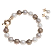 Joia de Majorca 10mm Organic Pearl Bracelet and Earring Set in Champagne/White - Closeouts