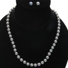 Joia de Majorca 8mm Organic Pearl 18" Necklace and Earring Set in Black - Closeouts