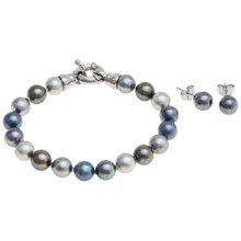 Joia de Majorca 8mm Organic Pearl Bracelet and Earring Set in Dark Hues - Closeouts