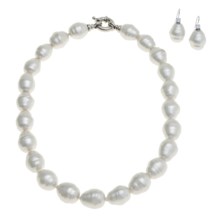 Joia de Majorca Baroque 14x16mm Organic Pearl 18" Necklace and Earring Set in White - Closeouts