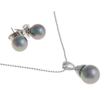 Joia de Majorca Necklace and Earring Set - Organic Pearl in Grey