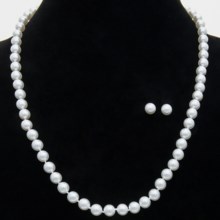 79%OFF 女性のネックレス ジョイア・デ・マヨルカ有機真珠のネックレスとイヤリングセット - 8ミリメートル、24 Joia De Majorca Organic Pearl Necklace and Earring Set - 8mm 24画像