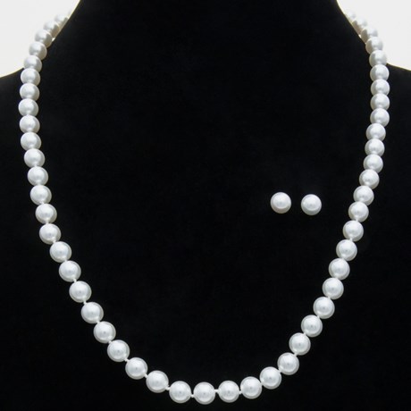 79%OFF 女性のネックレス ジョイア・デ・マヨルカ有機真珠のネックレスとイヤリングセット - 8ミリメートル、24 Joia De Majorca Organic Pearl Necklace and Earring Set - 8mm 24