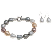 Joia de Majorca Pear Shape 10x12mm Baroque Pearl Bracelet and Earring Set in Multi - Closeouts