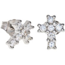 Jokara Cubic Zirconia Cross Earrings in Sterling Silver - Closeouts