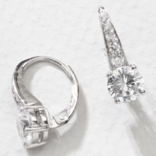Jokara Cubic Zirconia Earrings - Pave , 3CT in Clear Cz/Silver - Overstock