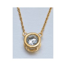 Jokara Cubic Zirconia Necklace - Single Bezel Set, 16" in Gold - Closeouts