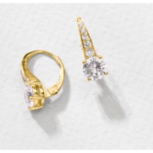Jokara Cubic Zirconia Pave Earrings - Sterling Silver, 3CT in Clear Cz/Gold - Overstock