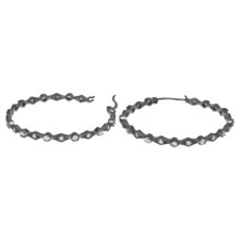 Jokara Deco Hoop Earrings - Cubic Zirconia in Hematite - Closeouts