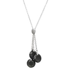 Jokara Faceted Glass” Y” Necklace - 20-22” in Silver/Black Diamond - Closeouts