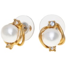 Jokara Faux-Pearl and Crystal Star Earrings in Gold - Closeouts