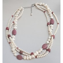 Jokara Freshwater Pearl and Rhodonite Necklace in Multi - Closeouts