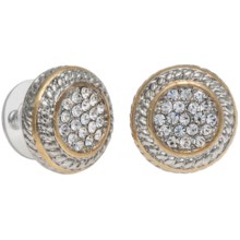 Jokara Pave Post Earrings - Two Tone in Gold - Closeouts