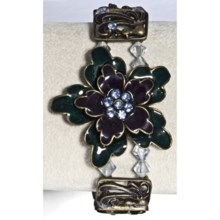Jokara Stretch Flower Bracelet in Blue/Black - Closeouts