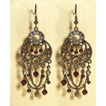 Jokara Worn Gold Dangle Crystal Earrings - Fish Hook in Gold - Closeouts
