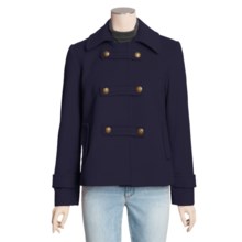 Jonathan Michael Lambswool Pea Coat - Tarnished Buttons (For Women) in Navy - Closeouts
