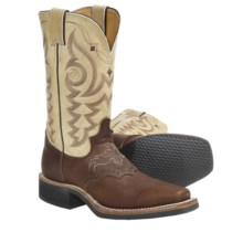 Justin Boots Aqha Q-Crepe Cowboy Boots - Leather, 11", Square Toe, Rubber Outsole (For Women) in Mahogany - Closeouts