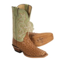 Justin Boots Bent Rail J125-Toe Cowboy Boots - Full-Quill Ostrich (For Women) in Cognac - Closeouts