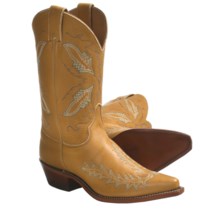 Justin Boots Deerskin Cowboy Boots - 11”, J3 Narrow Square Toe (For Women) in Tan - Closeouts