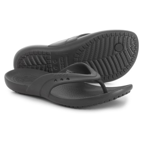 ladies black croc flip flops