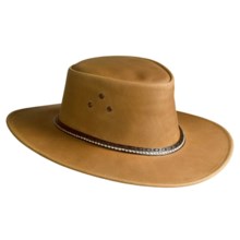 Kakadu Coolongatta Vintage Leather Brim Hat (For Men and Women) in Coffee - Closeouts