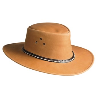 Kakadu Coolongatta Vintage Leather Brim Hat (For Men and Women) in Rust